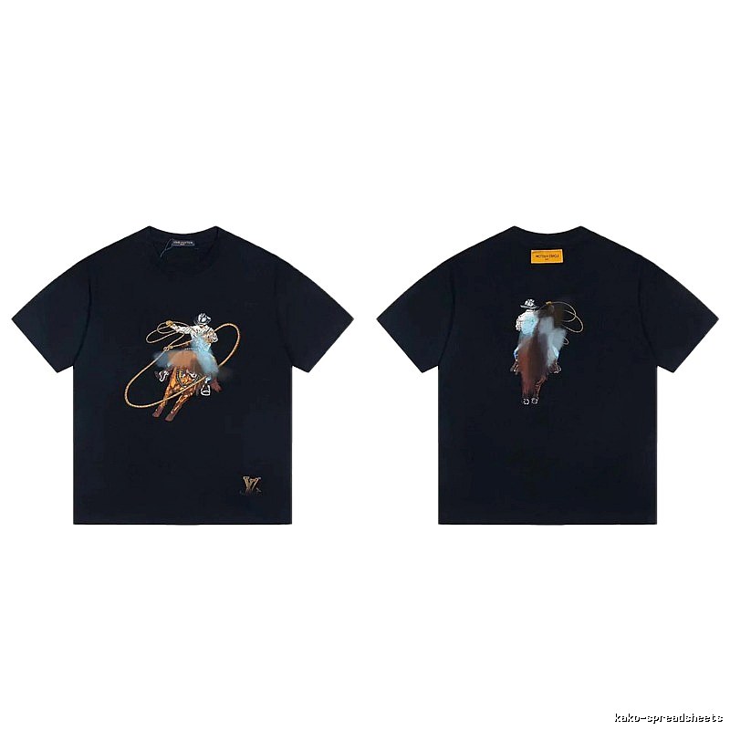 Louis Vuitton Western Cowboy Vintage Style Black T-Shirt
