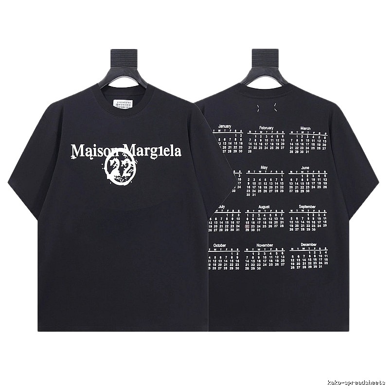 Maison Margiela Calendar Print Trendy Cool Black T-Shirt