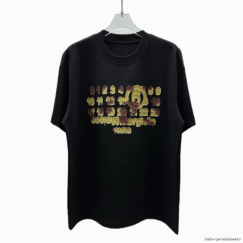 Maison Margiela Numbers Series Street Style Black T-Shirt