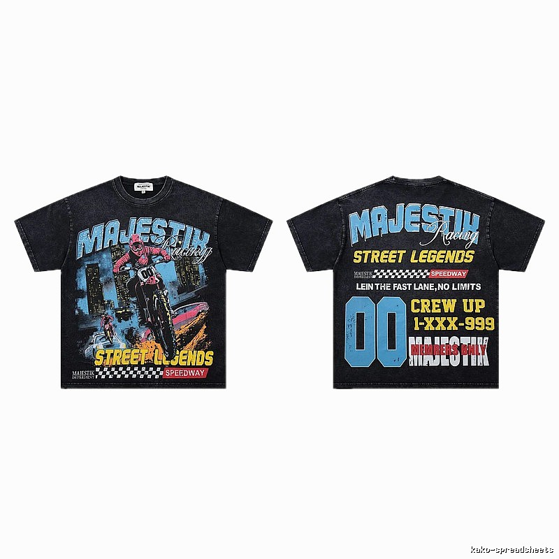MAJESTIK Racing Vintage Street Black Short Sleeve T-Shirt