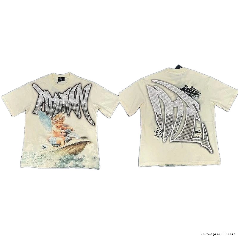Mixed Emotion Off-white Street-style Angel Print T-shirt