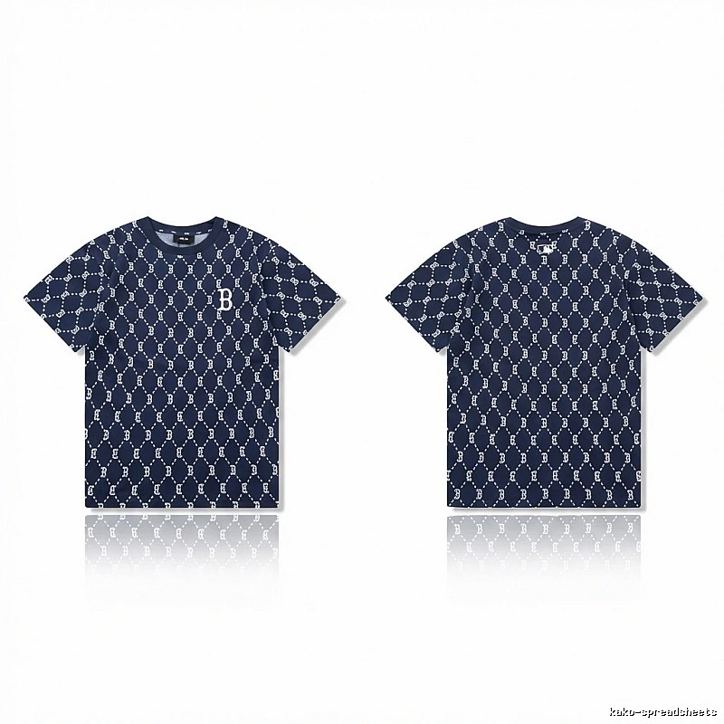 MLB full - printed style navy blue T - shirt