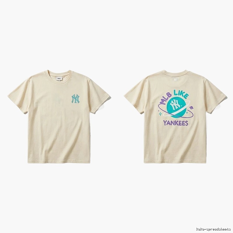MLB Yankees trendy brand beige T-shirt