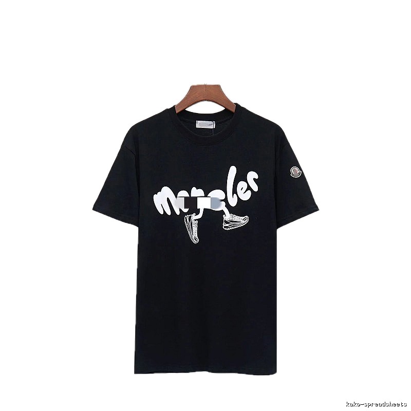 Moncler Casual Printed Black Short Sleeve T-Shirt