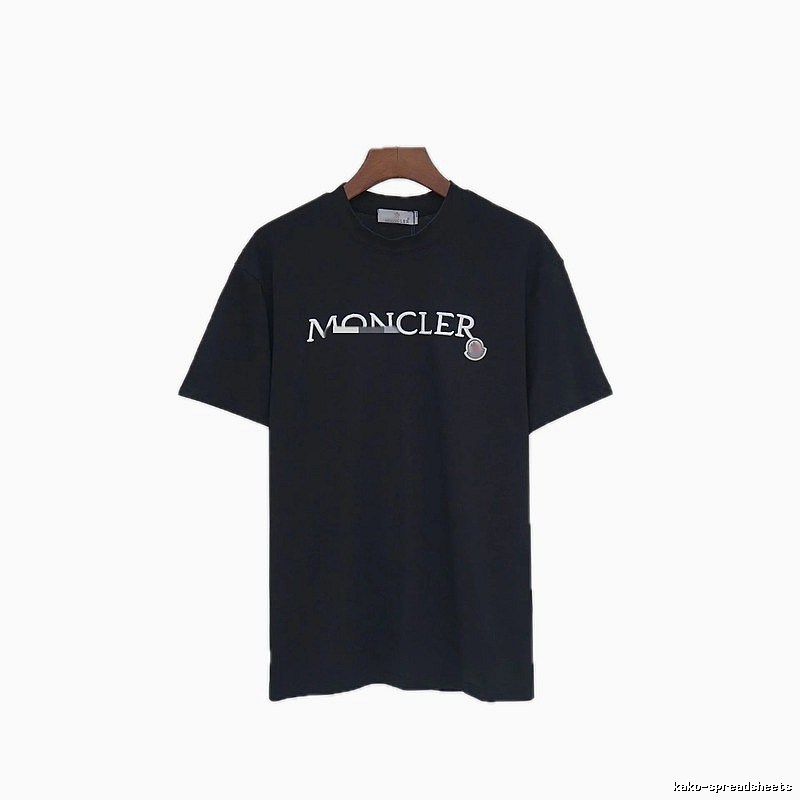 Moncler Embroidered Casual-Style Black T-Shirt