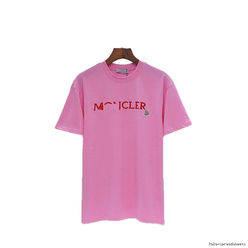Moncler Embroidered Casual-style Pink T-Shirt