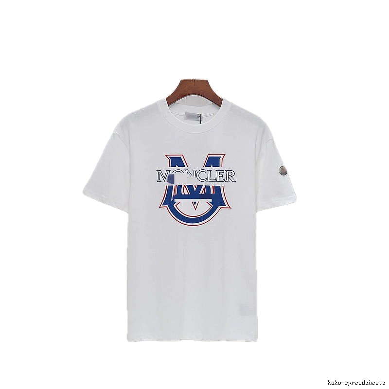 Moncler Large M Printed Casual Style White T-Shirt