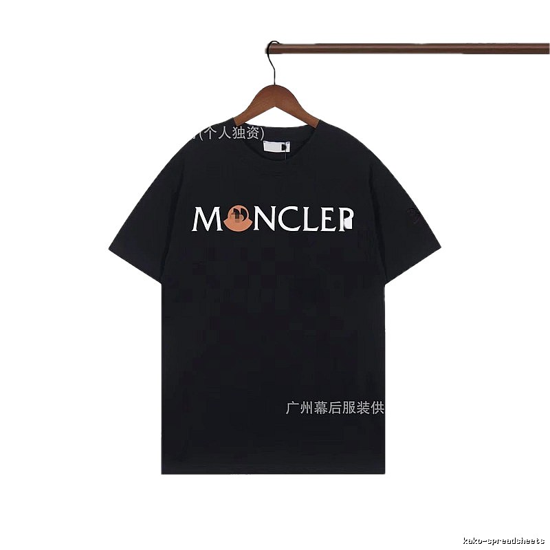 Moncler Letter Print Streetwear Style Black Short-sleeve T-shirt