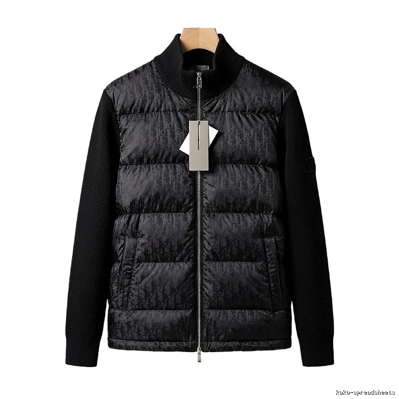 Moncler letter - printed black down jacket