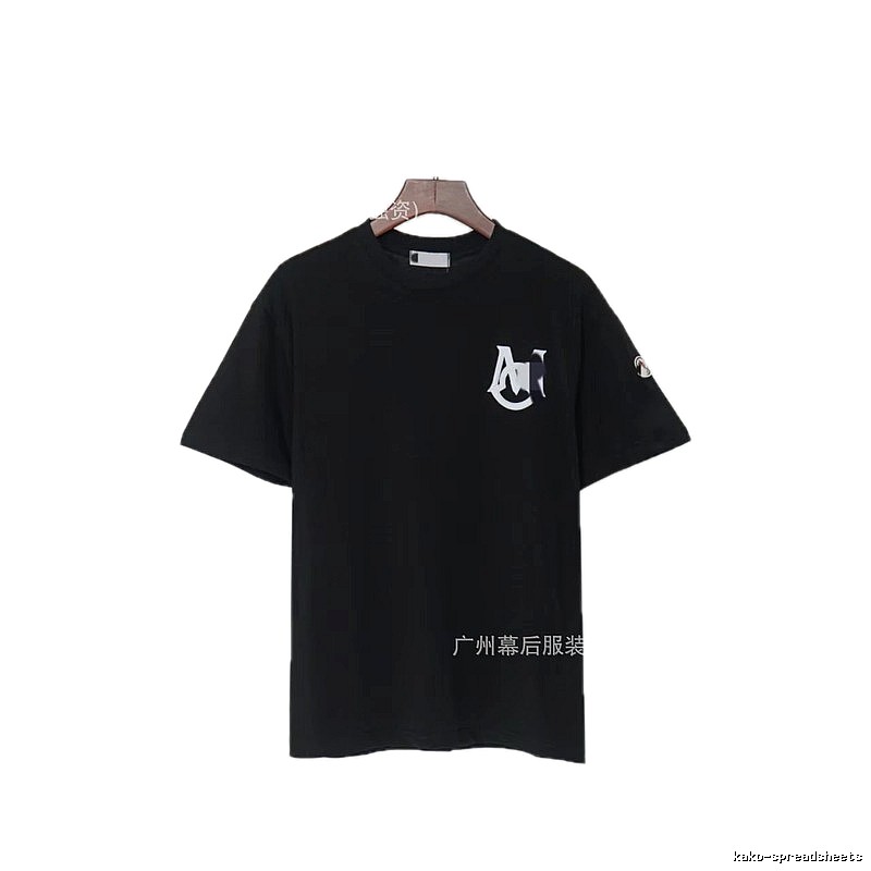 Moncler Printed Casual Style Black T-Shirt