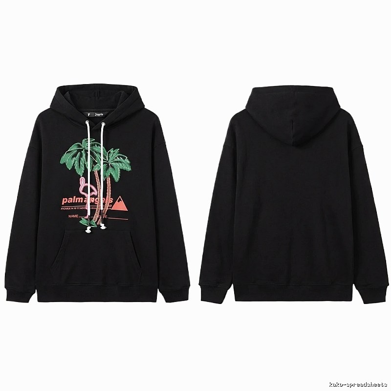 Palm Angels Black Hoodie with Palm Tree Print