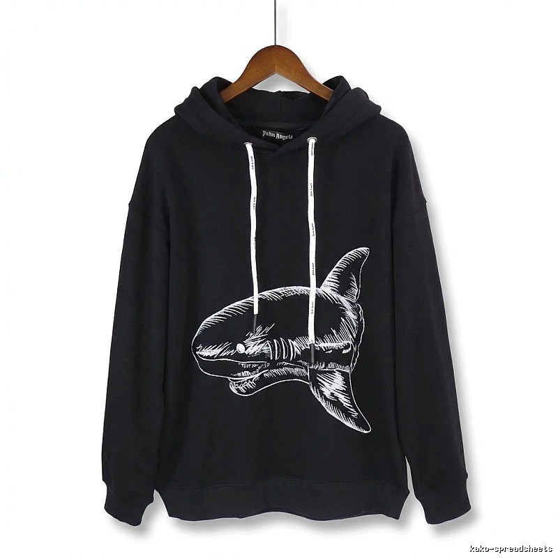 Palm Angels Shark Print Black Hoodie