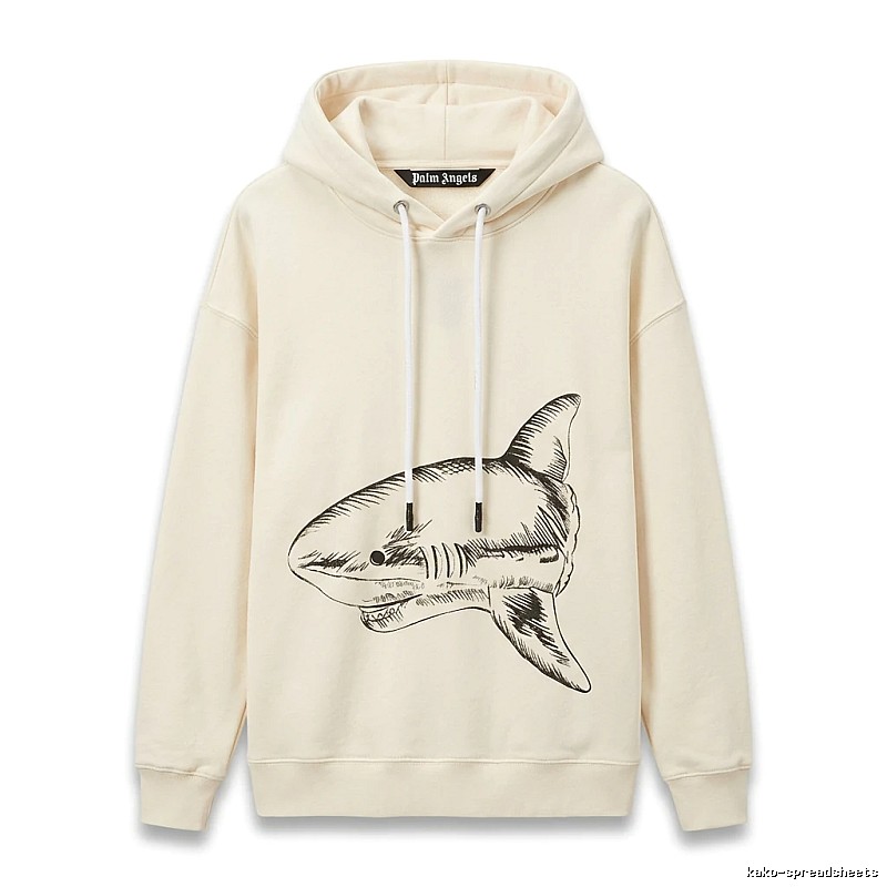 Palm Angels Shark Series Simple Style Beige Hoodie