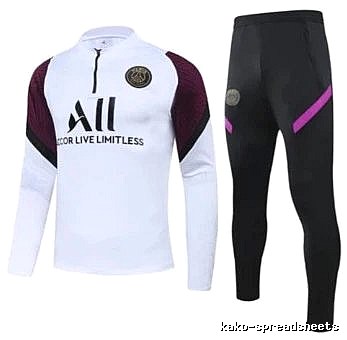 Paris Saint-Germain 2020-21 Half-Purple Sleeve Detail White Training Tracksuit Set Resort Wear