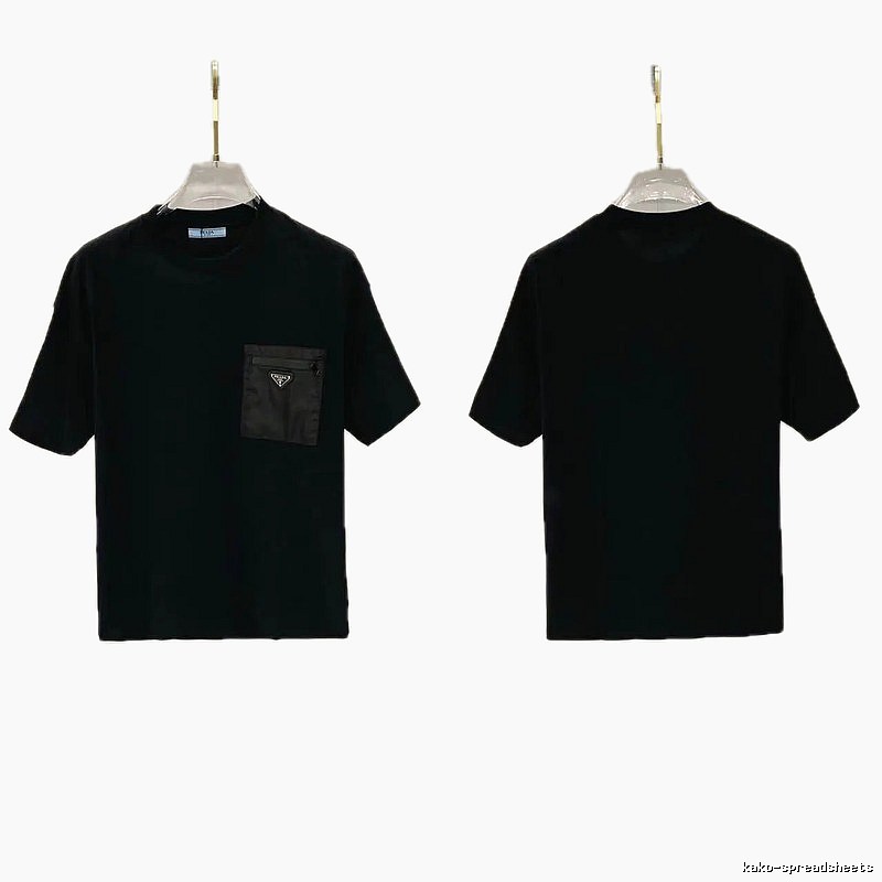 Prada Triangle Logo Minimalist Style Black Short-sleeve T-shirt