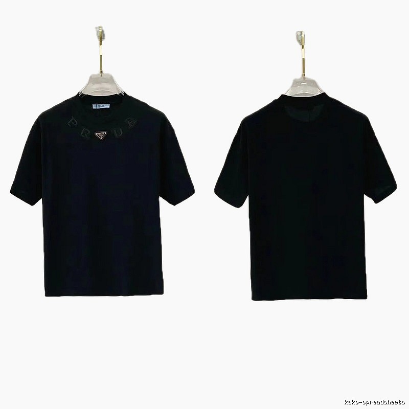 Prada Triangle Logo Minimalist Style Black Short-sleeve T-shirt