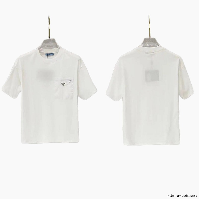 Prada Triangle Logo Minimalist Style White Short-sleeve T-shirt