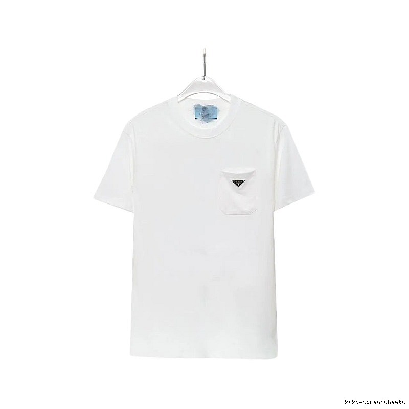 Prada Triangle Logo Minimalist Style White Short-sleeve T-shirt