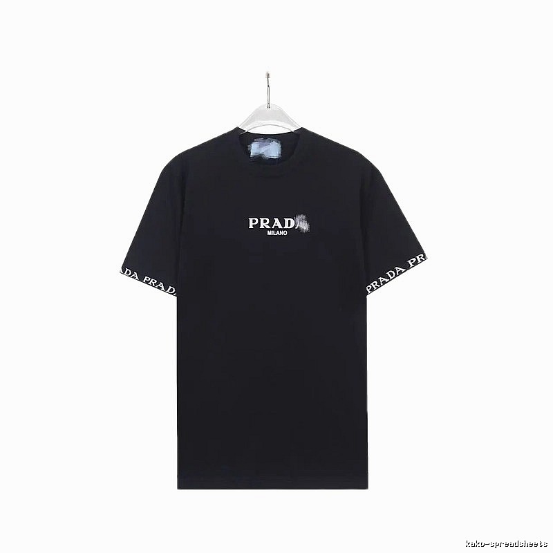 Prada Webbing Trendy Style Black Short-sleeve T-shirt