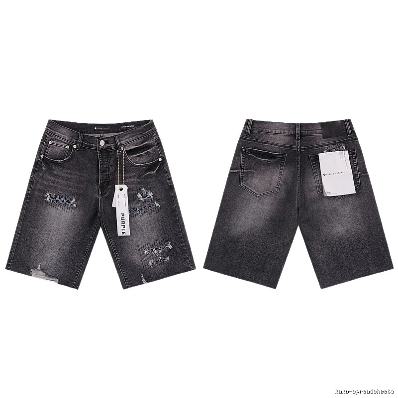 PurpleGodspeed High Street Ripped Black Gray Denim Shorts