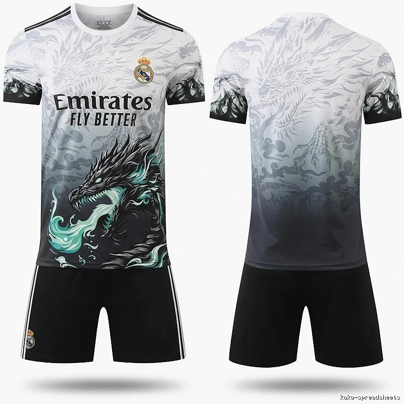 Real Madrid dragon pattern gradient style jersey