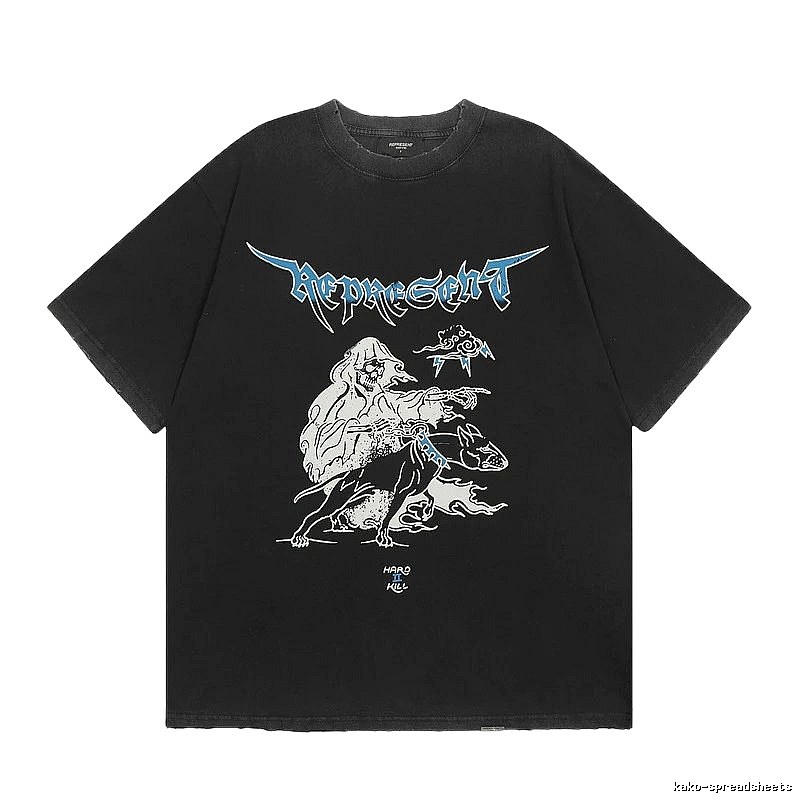 Represent Grim Reaper Print Vintage Style Black T-Shirt