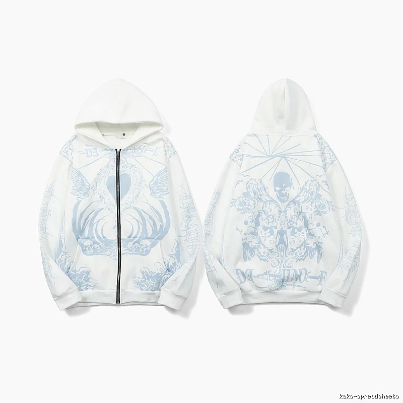 Revenge Skull Print White Hoodie