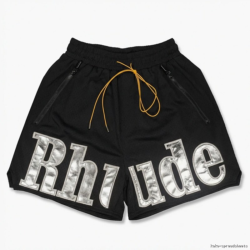 RHUDE letter-style black shorts