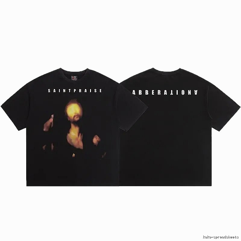 SAINT Portrait Print Dark Style Black T-Shirt