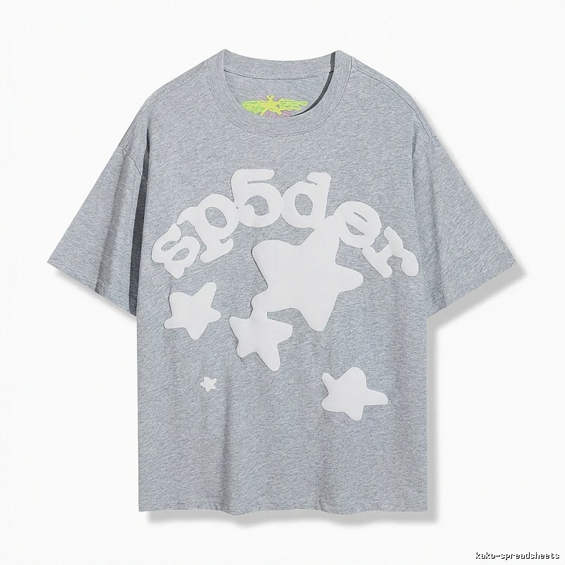 Sp5der Gray T-shirt with Star Print