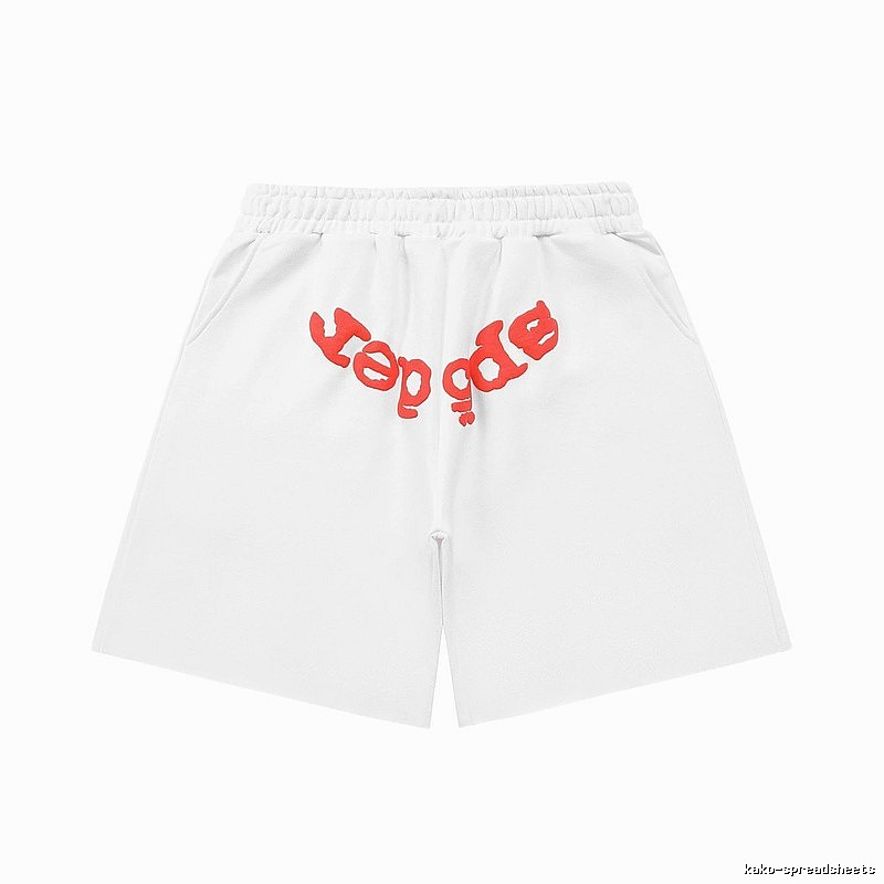 Sp5der red letter white shorts