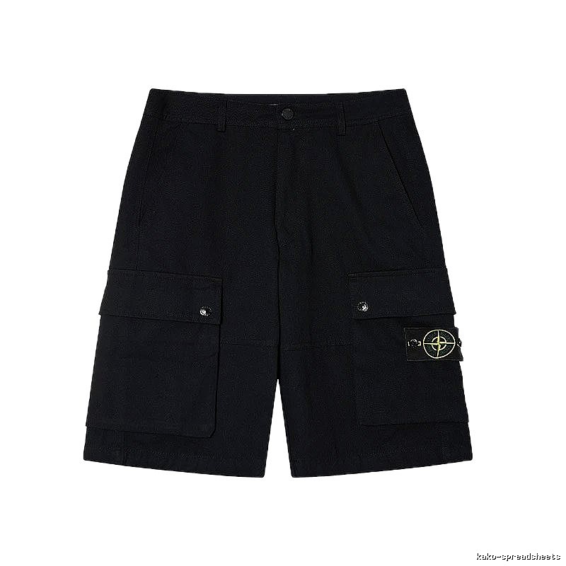 Stone Island Classic Compass Workwear Style Black Shorts