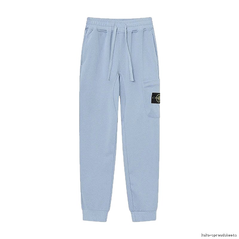 Stone Island Compass Badge Street Style Light Blue Cuffed Jogger Sweatpants