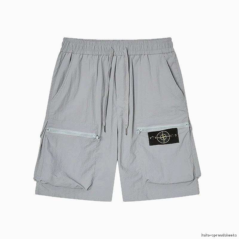 Stone Island Compass Badge Workwear Style Light Grey Shorts