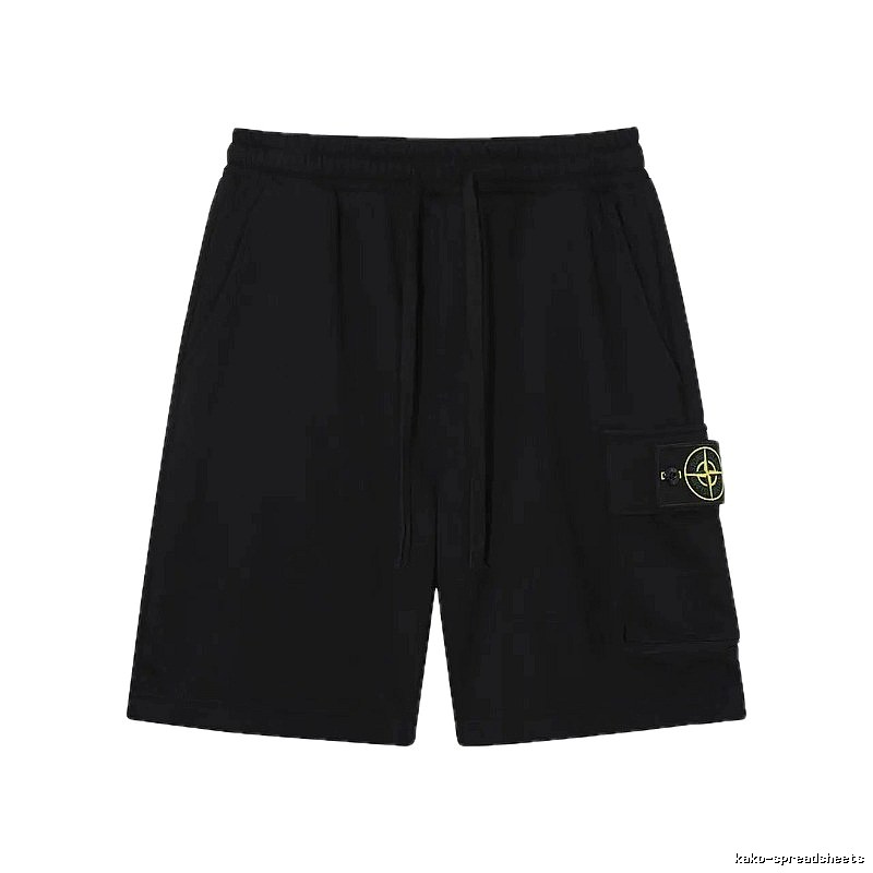 Stone Island Compass Logo Workwear Style Black Shorts