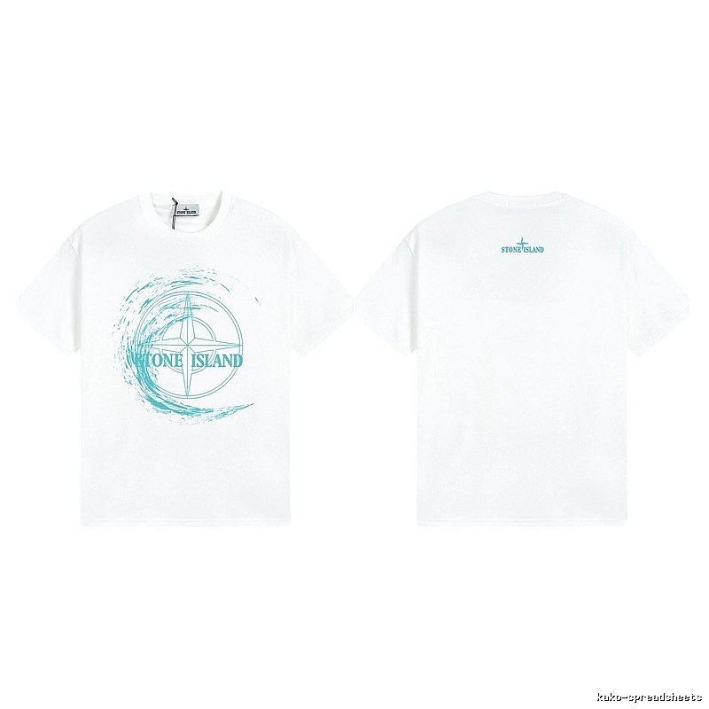Stone Island Compass Print Street Style White T-Shirt