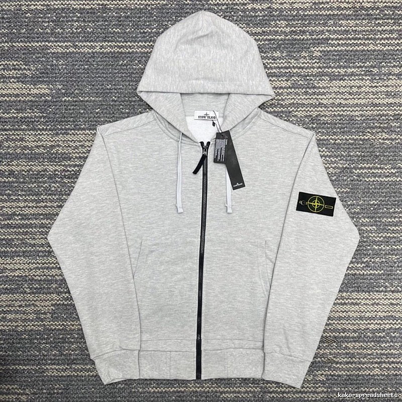 Stone Island Heather Gray Zip Hoodie Resort Wear