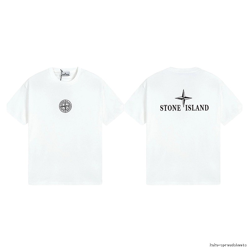 Stone Island Printed Street Style White Short Sleeve T-shirt