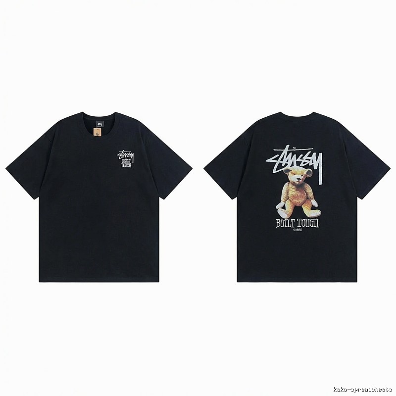Stussy Bear Trendy Cool Style Black T-shirt