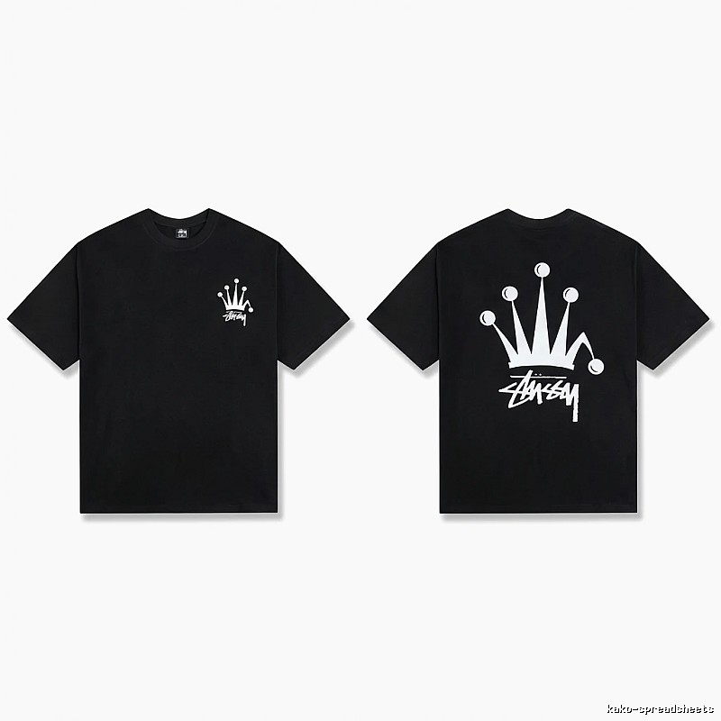 Stussy Crown Trendy and Cool Style Black T-shirt