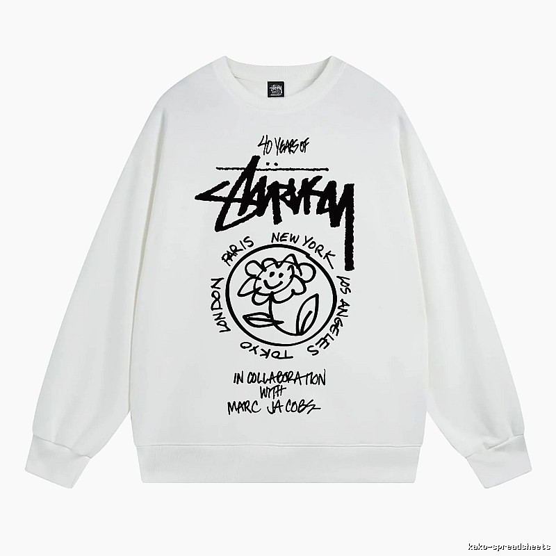 Stussy White Style 539 Graphic SweatShirt Airport Outfit