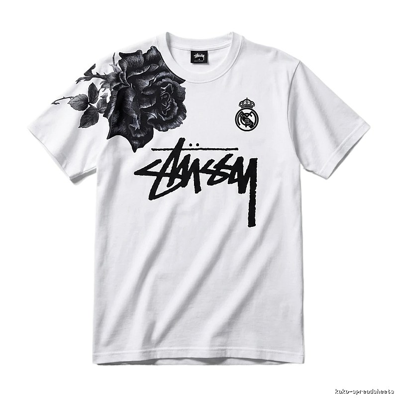 Stussy White T-shirt with Rose Print