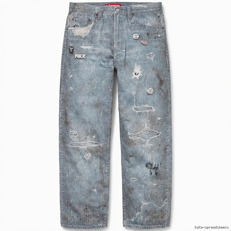 Supreme distressed light blue jeans