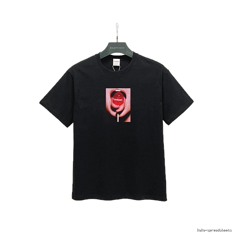 Supreme Lollipop Print Street Style Black T-Shirt