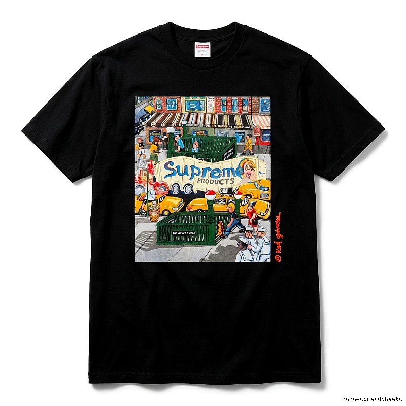 Supreme street-style black T-shirt