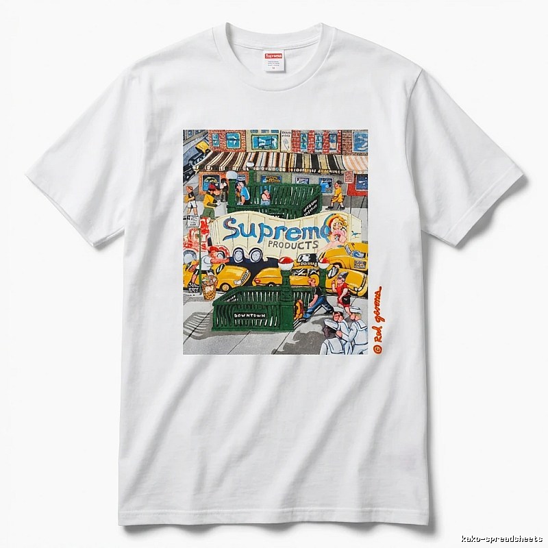 Supreme street style white T-shirt