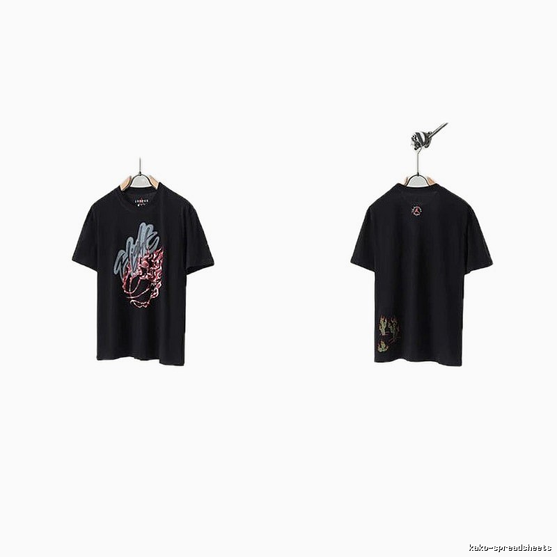 Travis Scott x Air Jordan Graffiti-style Black Short-sleeve T-shirt