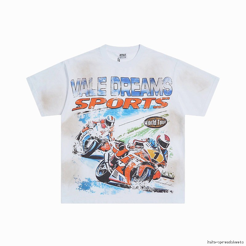 VALLEY Motorcycle Print Vintage Style White T-Shirt