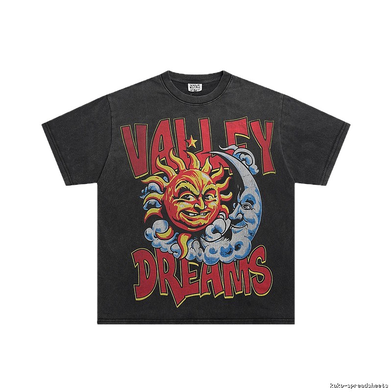 Valley Sun & Moon Print Vintage Black T-Shirt