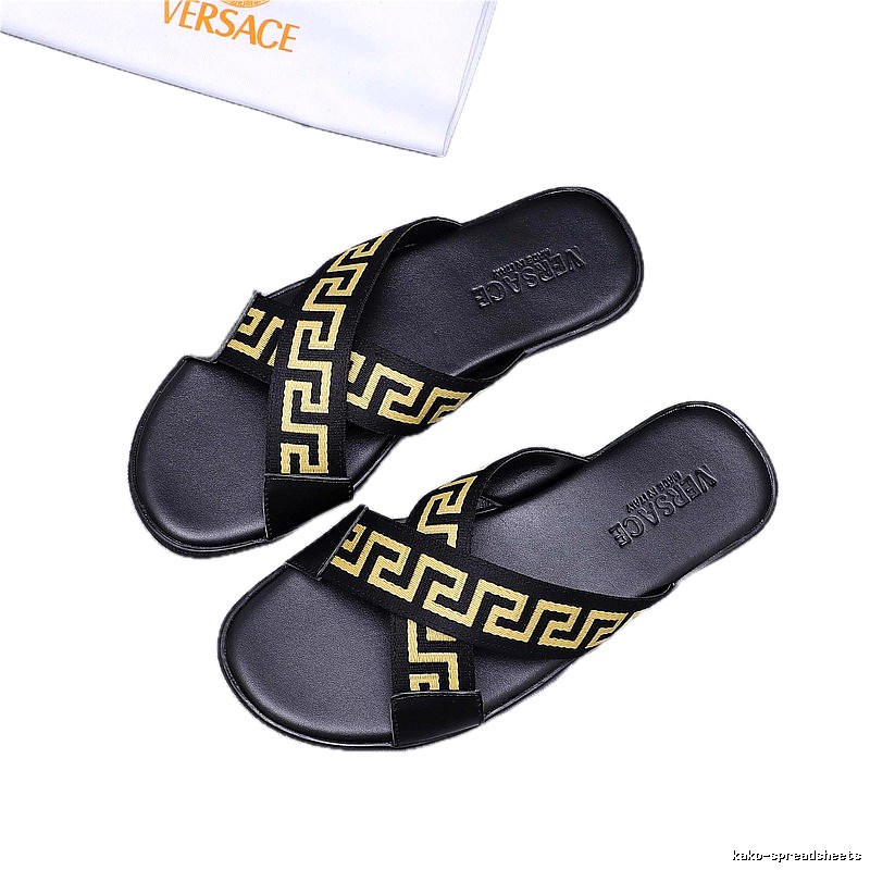 Versace Greca Collection Edgy Street Style Black & Yellow Slides
